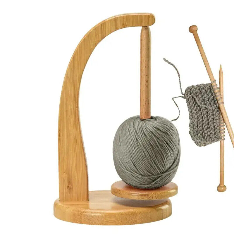 Crochet Yarn Holder Wooden Ball Winder Rotating Magnetic Spinning Knitting Tools