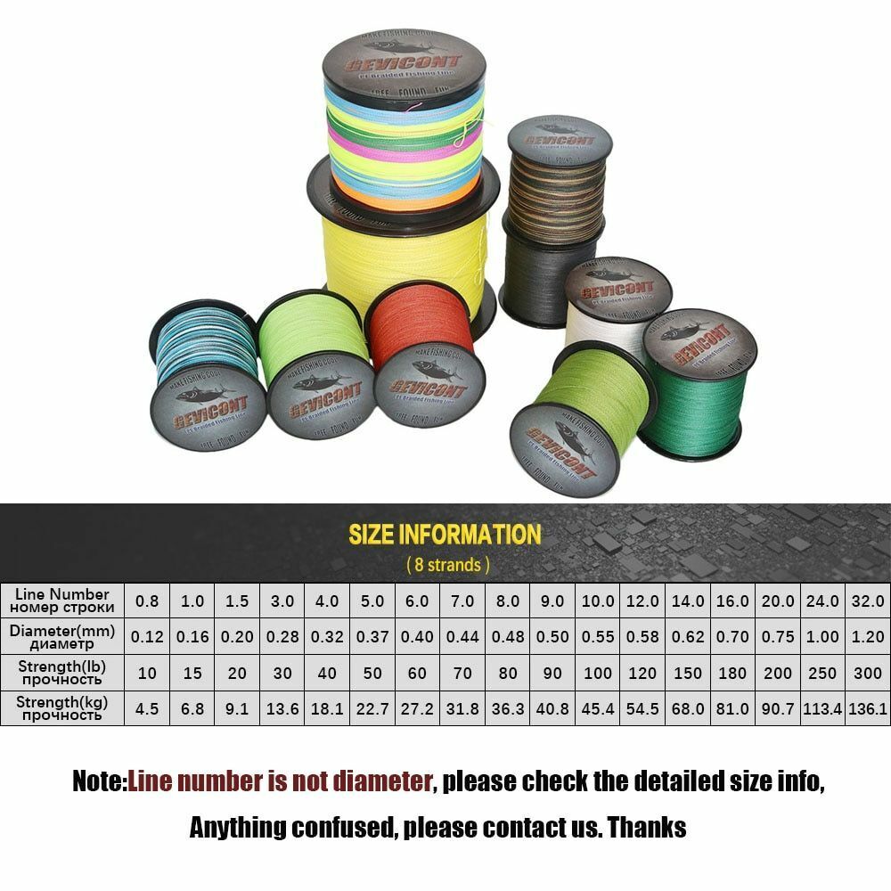 Braided Fishing Line 10-300lb PE Carp 100-2000M Saltwater 8 Strand Multifilament