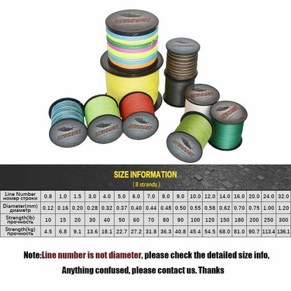 Braided Fishing Line 10-300lb PE Carp 100-2000M Saltwater 8 Strand Multifilament
