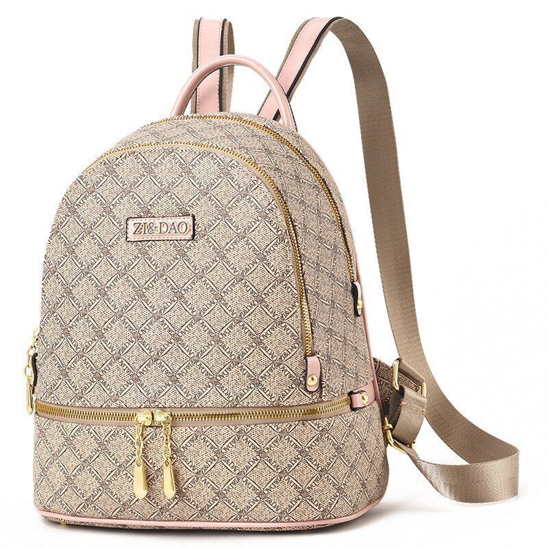 Backpack Printing Leather Back Pack Bags Softback Travel Bags 20 L Red Pink Pink