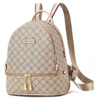 Backpack Printing Leather Back Pack Bags Softback Travel Bags 20 L Red Pink Pink