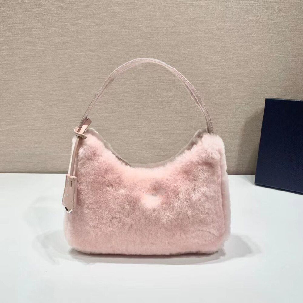 Fashionable Cashmere Underarm Shoulder Bag Versatile Nylon Shell Shape Purse 1PC
