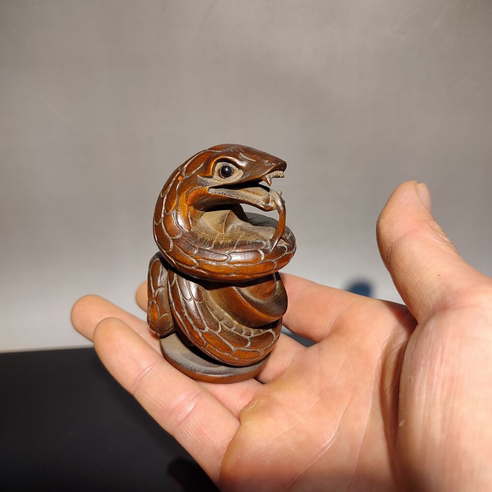 sculpture carving home decor living room wood carvings wooden scary snake statue