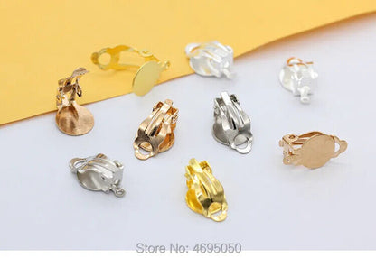 20pcs Gold Silver Clip-on Earring Converter Ear Clip Base Jewelry Making Finding