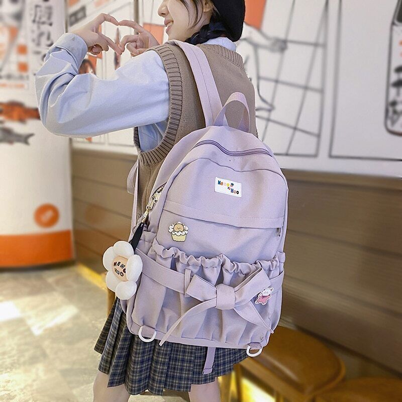 Women Backpack Open Pockets Bow School Bags Teenager Girls Travel Backpacks