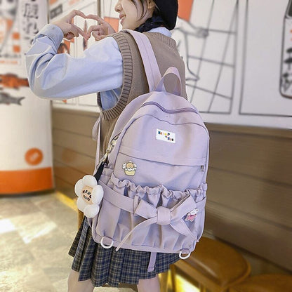 Women Backpack Open Pockets Bow School Bags Teenager Girls Travel Backpacks