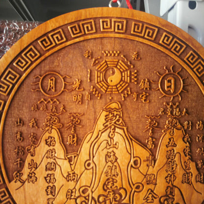 Taoist Artifacts Round Shanhai Town Peach Wood Bagua Shanhai Town Taoist