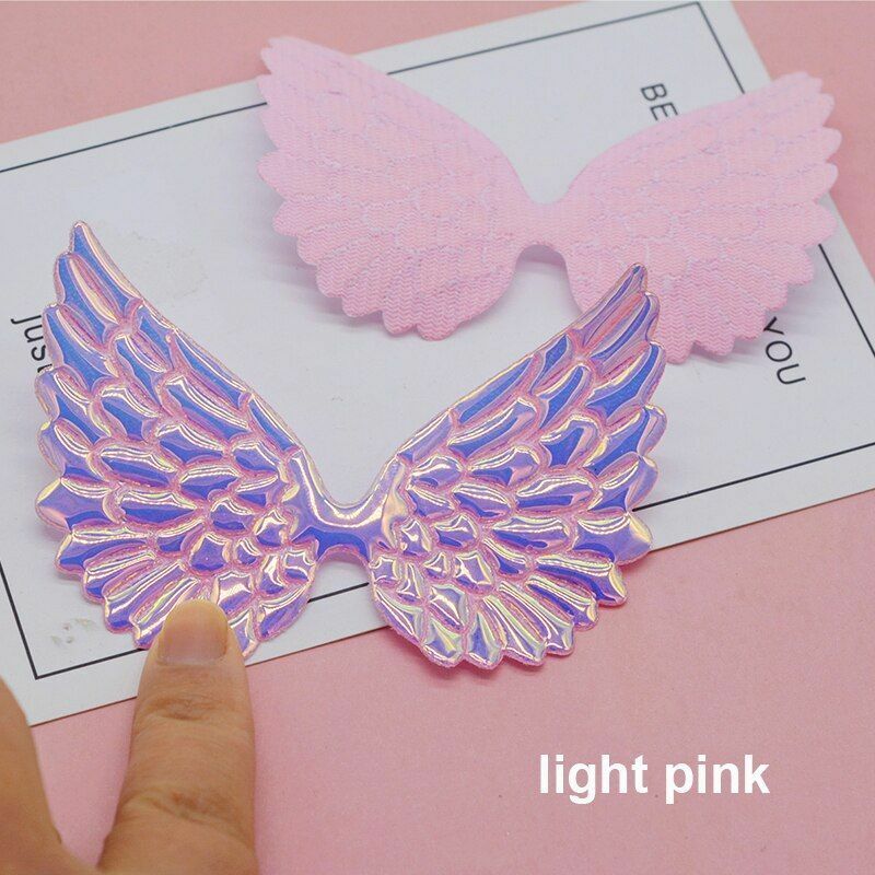 20Pcs/Lot 9.5x6.5cm Shiny Angel Wing Padded Appliques DIY Bow Clips Accessories