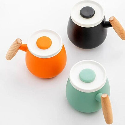 Cute Ceramic Cup with Lid | Fried Egg Lid Coffee Mug with infuser