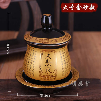 1-Piece Ceramic Water Cup Buddhist Temple Boat Victims -