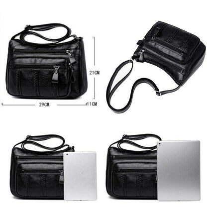 Soft Pu Leather Shoulder Bag Messenger Bag Small Size Purse Handbags Black Flap