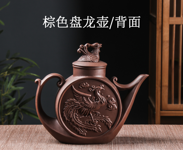 China Yixing purple clay pot, Zhuni large capacity dragon and Phoenix pot 850ml