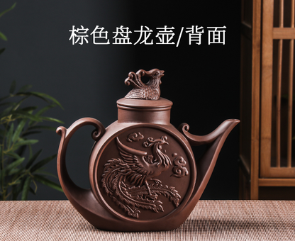 China Yixing purple clay pot, Zhuni large capacity dragon and Phoenix pot 850ml