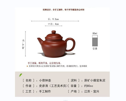 80cc chinese Yixing Handmade Zisha teapot Zhu Clay DeZhong Gongfu Tea Pot