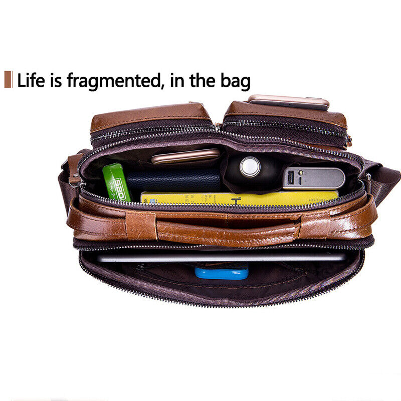 100% Genuine Leather Men's CrossBody Bag 11" Sling Shoulder Bag Business Handbag