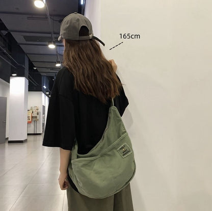 Canvas Textile Big Soft Slouchy Shoulder Bag Grunge Fabric Crossbody Bags Purse
