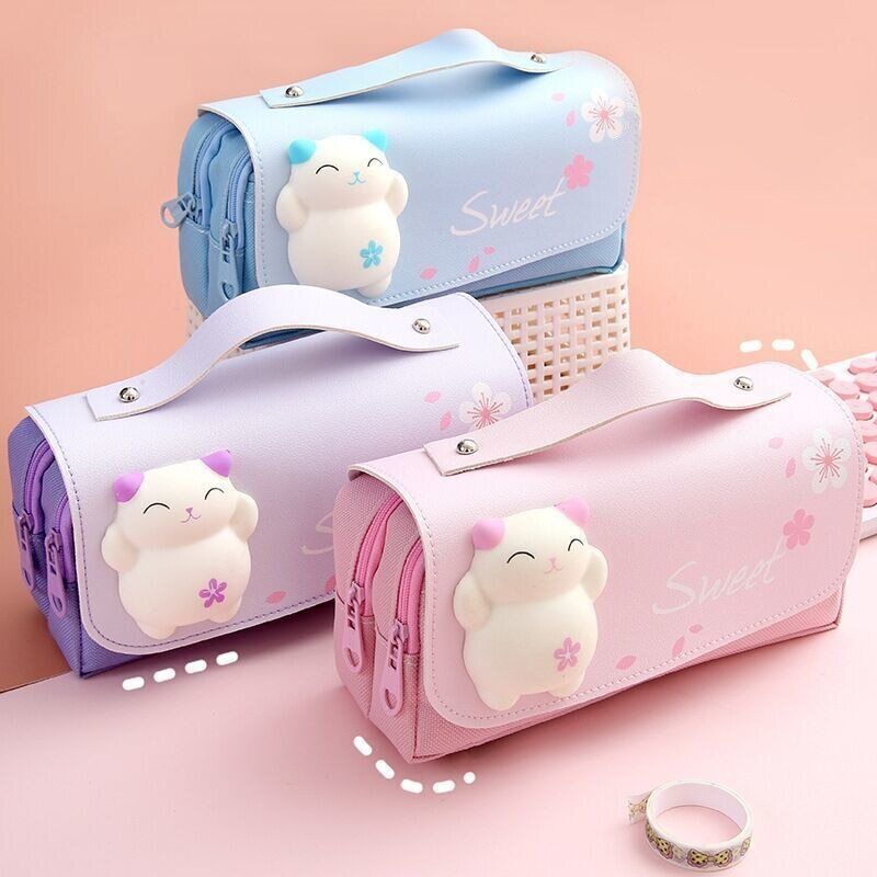 Kawaii Stationery Pensil Case Decompression Pencil Case Double Layer Pen Bag