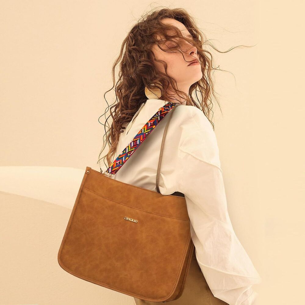 Vegan Leather Crossbody Bag for Women Hobo Handbag Purse Shoulder Bag with Strap