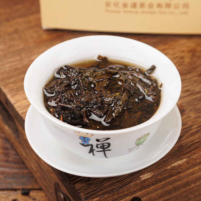 1kg Hunan Anhua Black Tea Authentic Gold Flower Por Brick Tea Hand-built Por Tea