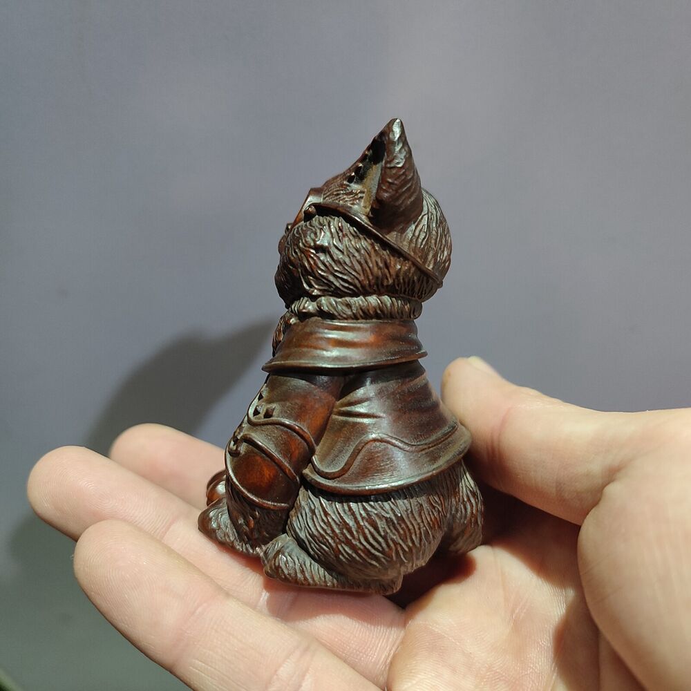 Chinese Carved Sculpture Statue Wood Christmas Wooden Gift Animal Small cat pet