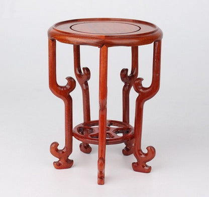 Rosewood Bonsai Stand Ceramic Teapot Stone Vase Flower Rack Base Crafts Decor