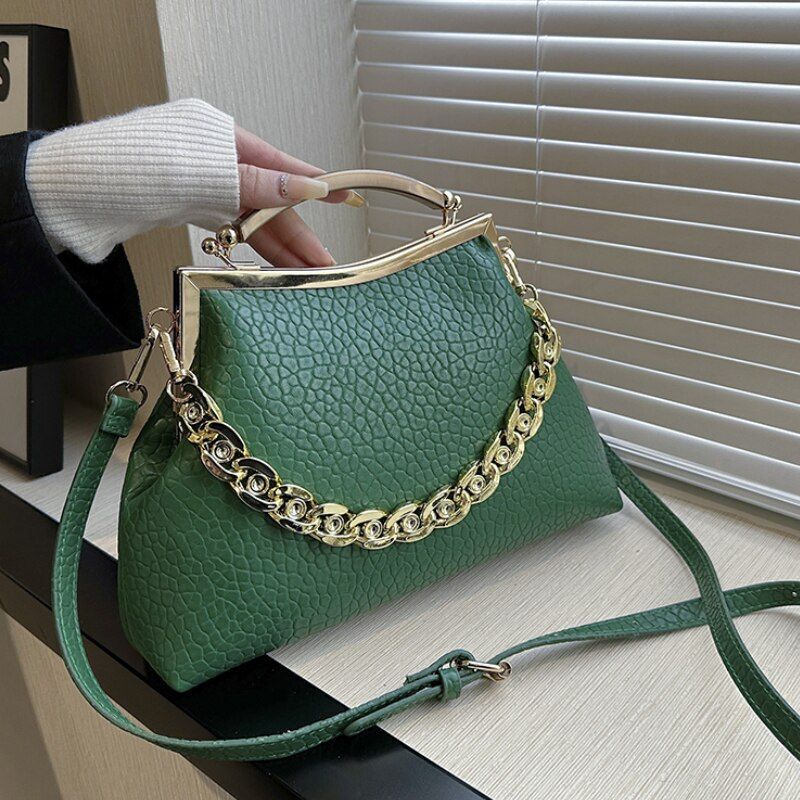 Handbag Mental Handle Pleated Shell Bag Clutch Purses Crossbody Bags 28*20*7 CM