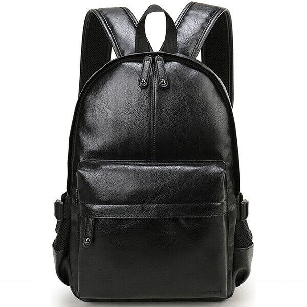 Men Backpack Leather School Backpack Bag Travel Bag Leather Book Bag Male