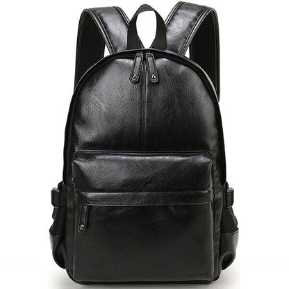 Men Backpack Leather School Backpack Bag Travel Bag Leather Book Bag Male