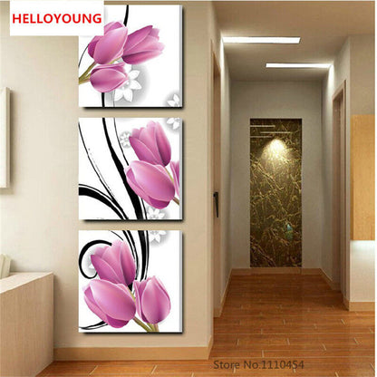 DIY 5D Flower Triptych Rhinestones Pictures Diamond Painting Hand Diamond Mosaic