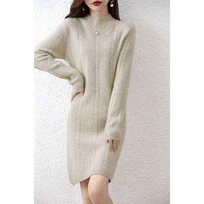 Women's Sweater Knitted Dresses Wool Ladie Dress Winter Pullovers Casual Skirts