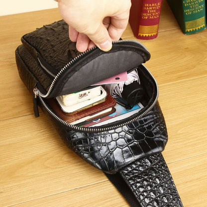 Cow Leather Sling Backpack Designer Crocodile Chest Crossbody Bag Hiking Daypack