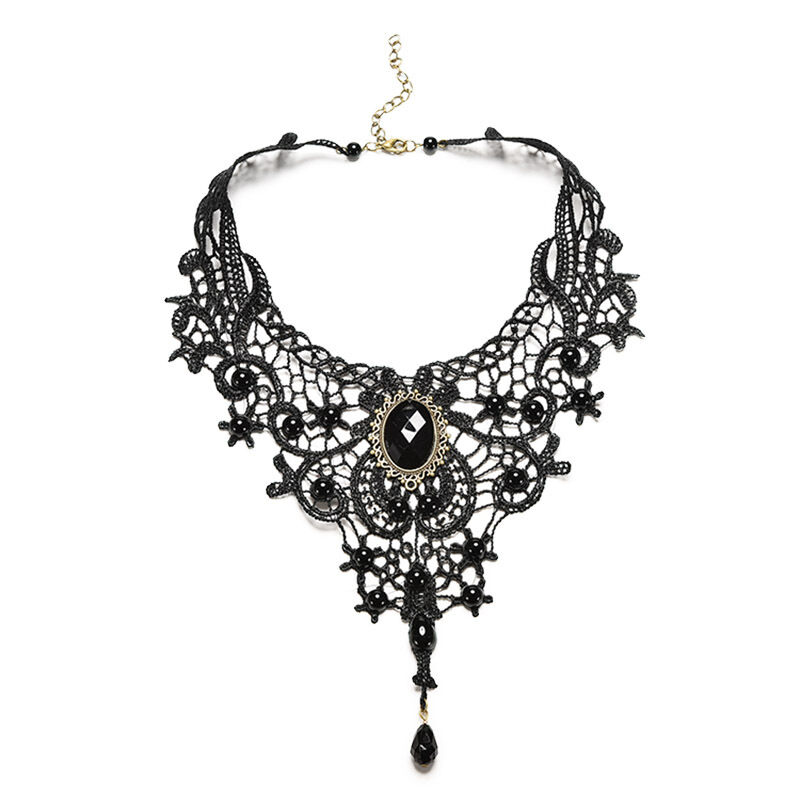 Vintage Lace&Beads Choker Victorian Steampunk Style Gothic Collar Necklace A-ca