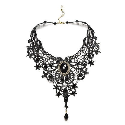 Vintage Lace&Beads Choker Victorian Steampunk Style Gothic Collar Necklace A-ca