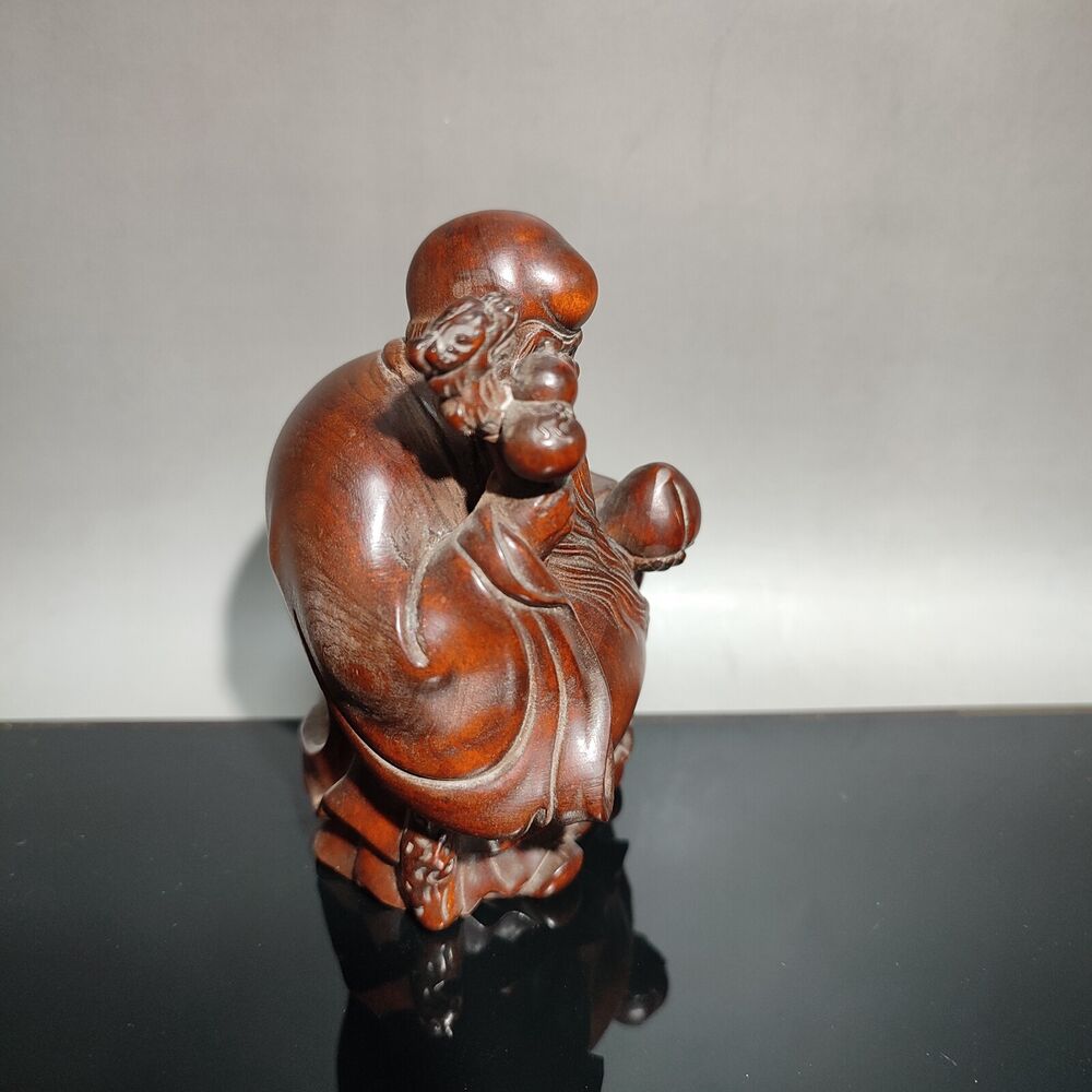 boxwood carved decorative sculpture the god of longevity buddha wood carving art