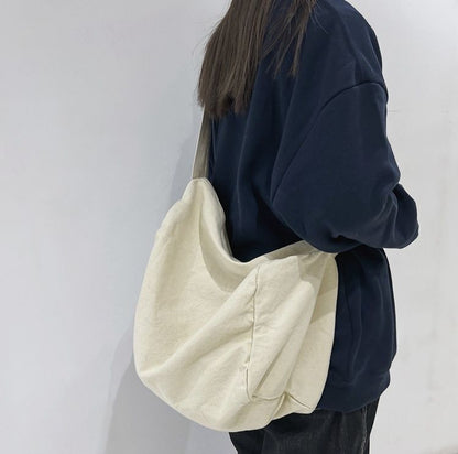 Canvas Textile Big Soft Slouchy Pouch Side Bag Streetwear Laptop Shoulder Bags