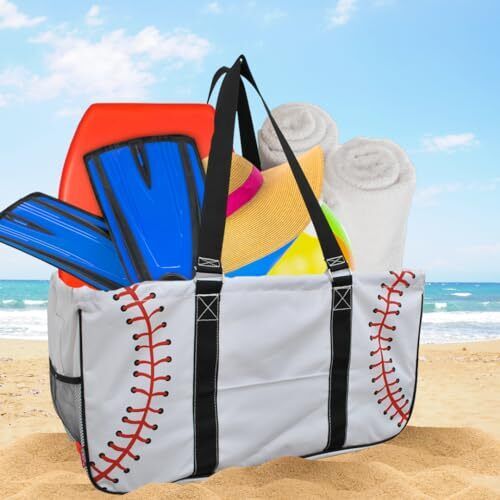 NGIL Utility Tote Bag (Baseball-white) Large, Baseball-white
