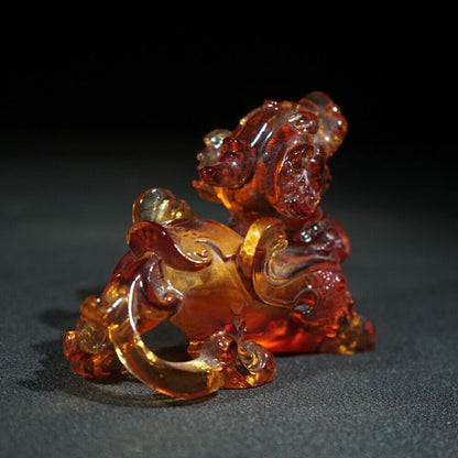 chinese beijing carved glass snuff bottle antique carving yellow dragon statue