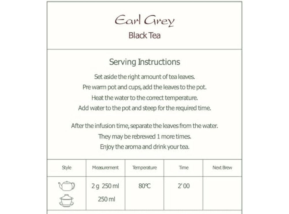 Earl Grey Bergamot Black Tea - Premium Breakfast Tea with Real Bergamot Oil 250g