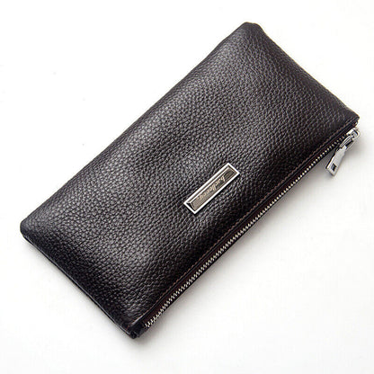Baellerry Real Cow Leather Men's Long Zipper Wallet Clutch Bag Card/Phone Holder
