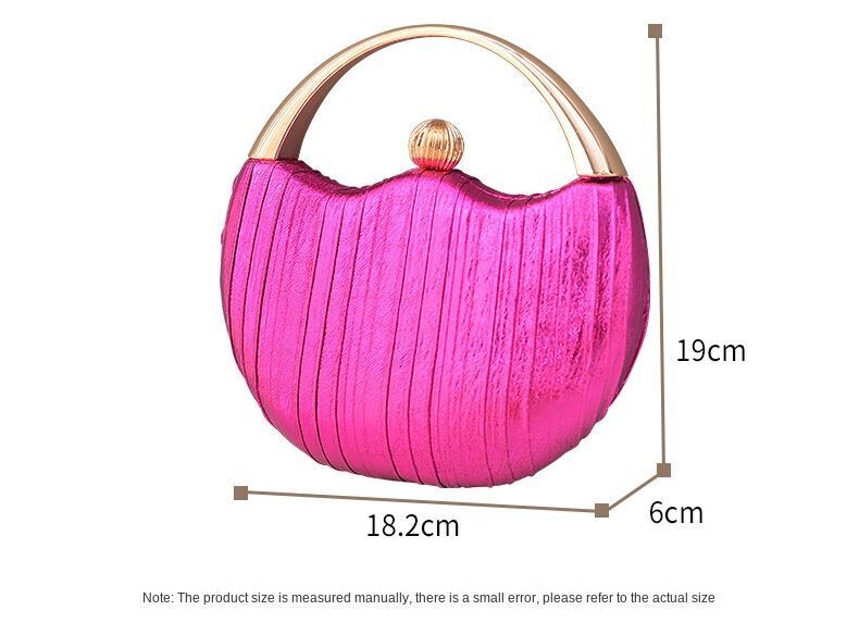 Vintage Dinner Bag Round Party Purse Shoulder Bag Synthetic Handbag Shell Pink