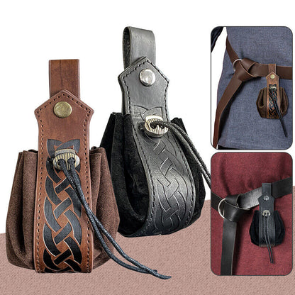 Faux Leather Suede Fabric Vintage Waist Bag Hanging Belt Coin Purse Medieval Cos