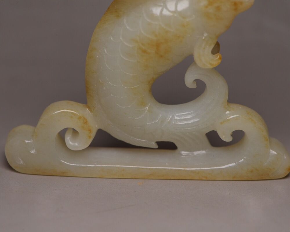 Chinese Natural Hetian Jade Hand Carving Animal Statue Unique Wonderful Art Rare