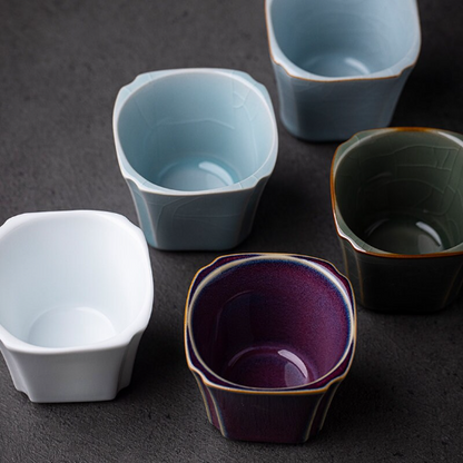 Square Ceramic Teacup Porcelain Tea Cup 50ml