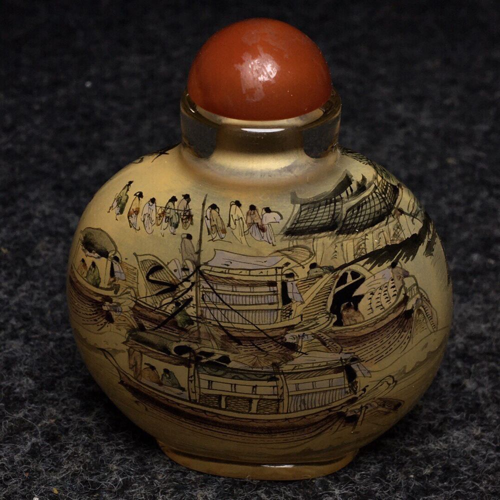 Ancient Chinese handmade interior painting ancient glazed snuff bottle