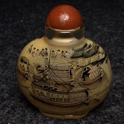 Ancient Chinese handmade interior painting ancient glazed snuff bottle