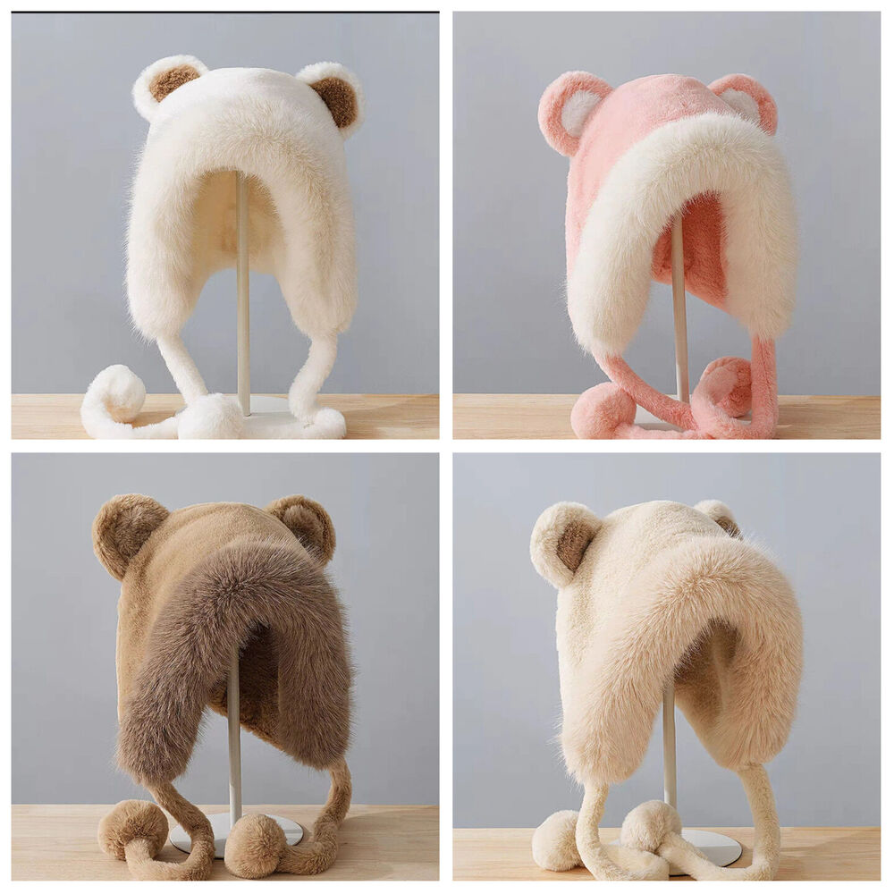 Women Scarves Winter Warm Thickened Pullover Caps Imitation Rabbit Fur Plush Hat