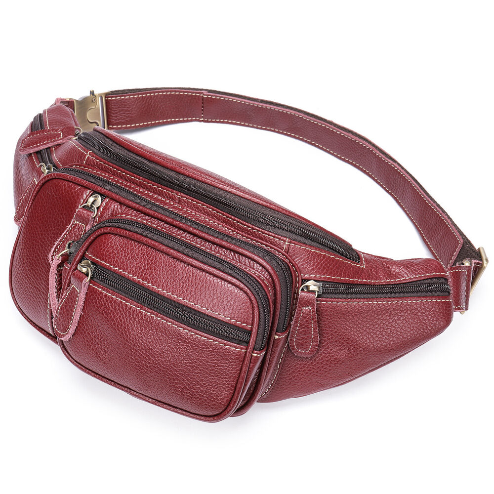 Motorcycle Outdoor Genuine Vintage Leather Waist Fanny Pack Crossbody Sling Bag