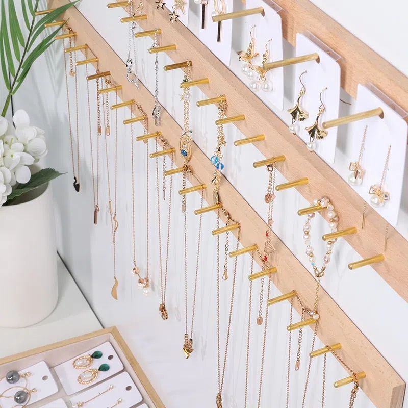 Jewelry Display Necklace Wall Hanging Stands Wood Earring Ring Organizer 30~58cm