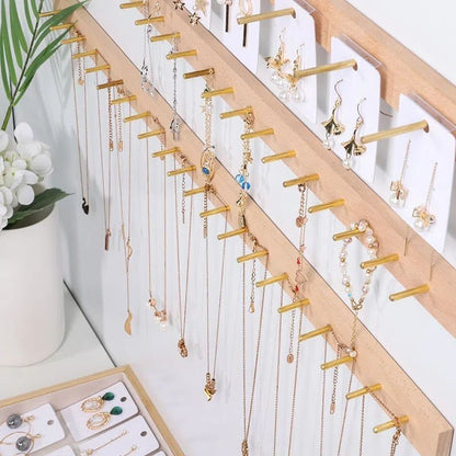 Jewelry Display Necklace Wall Hanging Stands Wood Earring Ring Organizer 30~58cm