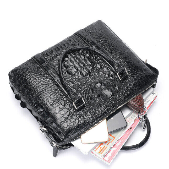 Handcrafted Alligator Crocodile Skin Leather Briefcase Men's Business Handbags